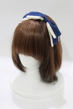 画像1: Ange / リボンカチューシャ  ネイビー H-26-01-10-1078-LO-AC-NS-ZH