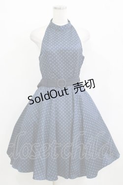画像1: Innocent World / ドット柄ホルターネックジャンパースカート M ネイビー H-26-01-10-1007-IW-OP-NS-ZH