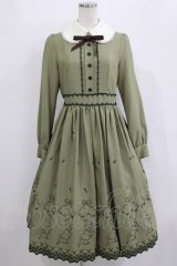 Innocent World / ピーターラビット  刺繍ワンピース M ライトグリーン×ダークグリーン H-26-01-10-1089-IW-OP-NS-ZH