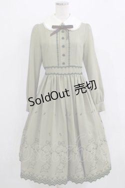 画像1: Innocent World / ピーターラビット  刺繍ワンピース M ライトグリーン×ダークグリーン H-26-01-10-1089-IW-OP-NS-ZH