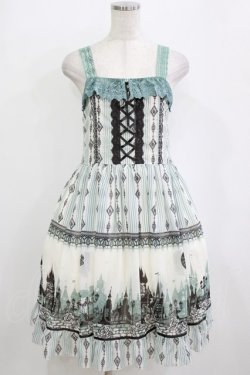 画像1: axes femme / シルエットジャンパースカート M グリーン H-26-01-10-1014-AX-OP-NS-ZH