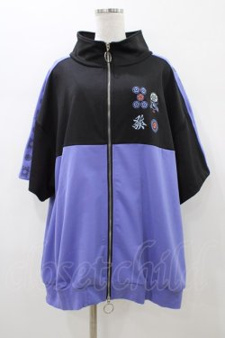 画像1: LISTEN FLAVOR / 麻雀半袖ジャージ  パープル×ブラック H-26-01-10-059-PU-TO-KB-ZH