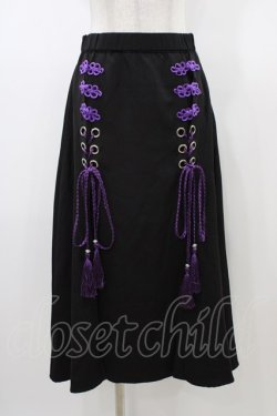 画像1: REFLEM / ダブルチャイナレイヤーショートパンツ  ブラック×パープル H-26-01-10-008-PU-PA-KB-ZH