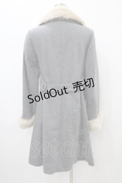 画像2: Jane Marple / ソフトメルトンのロイヤルコート  ミックスグレー×ベージュファー H-26-01-10-019-JM-CO-KB-ZH