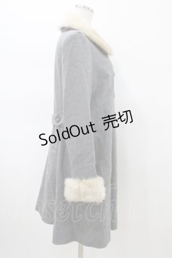 画像3: Jane Marple / ソフトメルトンのロイヤルコート  ミックスグレー×ベージュファー H-26-01-10-019-JM-CO-KB-ZH