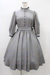 Sheglit / "Candice"チェックワンピース M ネイビー H-26-01-10-026-EL-OP-KB-ZH