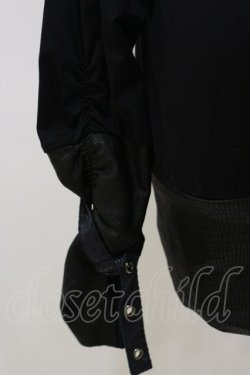 画像3: Qutie Frash / ギャザー切替ロングカットソー  黒 H-26-01-11-047-QU-TO-KB-ZH