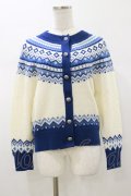 Jane Marple Dans Le Salon / Fair Isle Knit Cardigan  オフ×ブルー H-26-01-11-054-JM-TO-KB-ZH