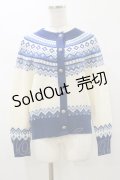 Jane Marple Dans Le Salon / Fair Isle Knit Cardigan  オフ×ブルー H-26-01-11-054-JM-TO-KB-ZH