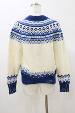 画像2: Jane Marple Dans Le Salon / Fair Isle Knit Cardigan  オフ×ブルー H-26-01-11-054-JM-TO-KB-ZH
