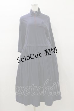 画像1: Jane Marple Dans Le Salon / シフォン天竺ジップアップドレス M ネイビー H-26-01-11-076-JM-OP-KB-ZH