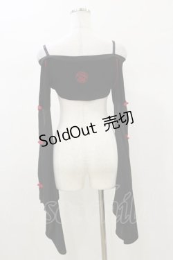 画像2: Qutie Frash / 着物オフショルショートカーデ  黒×赤 H-26-01-11-033-QU-TO-KB-ZH