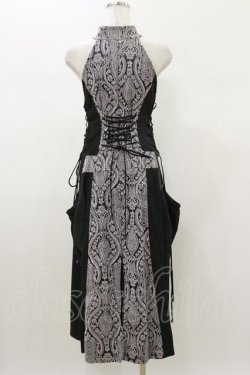 画像2: Qutie Frash / ジャガードロングベスト  黒×グレー H-26-01-11-036-QU-OP-KB-ZH