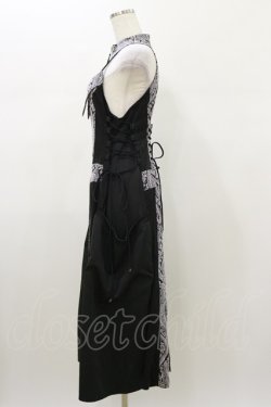 画像3: Qutie Frash / ジャガードロングベスト  黒×グレー H-26-01-11-036-QU-OP-KB-ZH