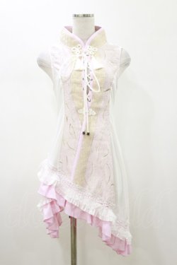 画像1: Qutie Frash / 胸開きチャイナチュニック  ピンク H-26-01-11-038-QU-TO-KB-ZH