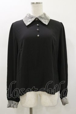 画像1: Jamie エーエヌケー / レース衿ブラウス M ブラック H-26-01-12-043-LO-BL-NS-ZH
