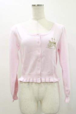 画像1: metamorphose / スワン刺繍入りフリルカーディガン Free ピンク H-26-01-12-047-ME-TO-NS-ZH