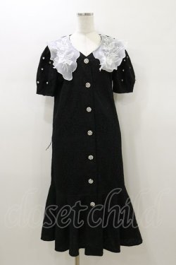 画像1: Swankiss / パールボタンワンピース Free ブラック H-26-01-12-076-CA-OP-NS-ZH