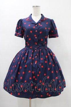 画像1: MILK / Littleアップルドレス  ネイビー×レッド H-26-01-12-1033-ML-OP-KB-ZH