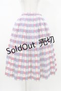 Jane Marple / Graffiti checkのトリプルタックスカート  オフホワイト×ネイビー×レッド H-26-01-12-1041-JM-SK-KB-ZH