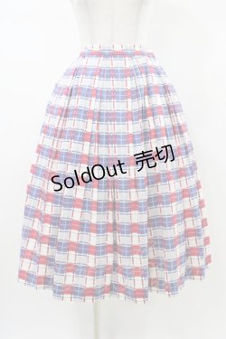 画像1: Jane Marple / Graffiti checkのトリプルタックスカート  オフホワイト×ネイビー×レッド H-26-01-12-1041-JM-SK-KB-ZH
