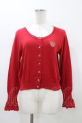 Emily Temple cute / ロゴ刺繍ニットカーディガン  レッド H-26-01-12-1050-ET-TO-KB-ZH