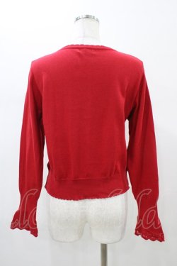 画像2: Emily Temple cute / ロゴ刺繍ニットカーディガン  レッド H-26-01-12-1050-ET-TO-KB-ZH