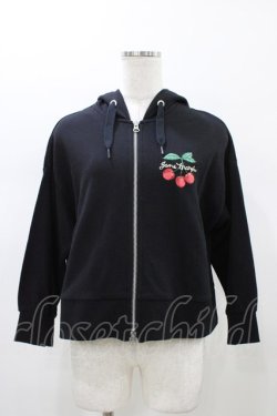 画像1: Jane Marple / Cherry embroideryフレアパーカー  ブラック H-26-01-12-1055-JM-TO-KB-ZH