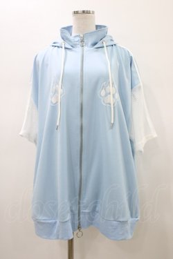 画像1: LISTEN FLAVOR / 猫耳肉球ファイヤー袖メッシュジャージ  ライトブルー×ホワイト H-26-01-12-1056-PU-JA-KB-ZH