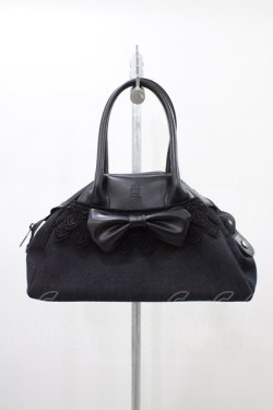 画像1: Moi-meme-Moitie / ブラックレースバッグ  黒 H-26-01-12-1017-MO-BG-KB-ZH