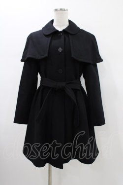 画像1: Jane Marple / ケープ付ウールコート  ブラック H-26-01-12-1024-JM-CO-KB-ZH