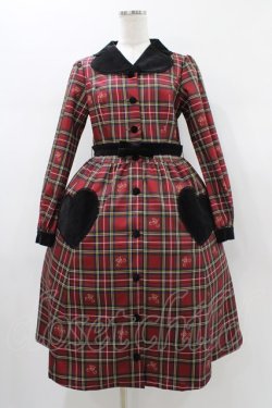 画像1: Melody BasKet / ノーブルタータンワンピース  レッド H-26-01-12-1027-LO-OP-KB-ZH