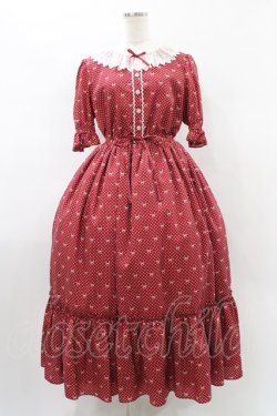 画像1: Melody BasKet / Little dot Ribbonレース襟ワンピース L レッド H-26-01-12-1028-LO-OP-KB-ZH