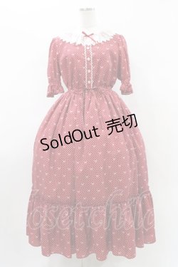 画像1: Melody BasKet / Little dot Ribbonレース襟ワンピース L レッド H-26-01-12-1028-LO-OP-KB-ZH