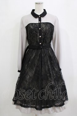 画像1: axes femme / ビスチェ切替レースワンピース M グレー H-26-01-13-025-AX-OP-NS-ZH