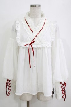 画像1: Yotsuba's Home（海外ロリータブランド） / はしごレースブラウス L オフ H-26-01-13-046-PU-BL-NS-ZH