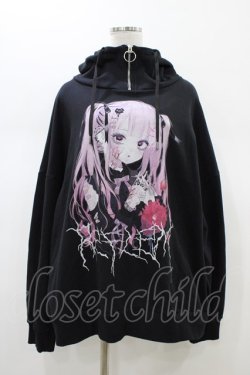 画像1: REFLEM / REFLEM×negi コラボスタンドプルパーカー  ブラック×ピンク H-26-01-13-1048-PU-TO-KB-ZH