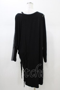 画像2: Ozz Croce / プリント切替ドルマンロングカットソー  ブラック×グレー H-26-01-13-1050-OO-TO-KB-ZH