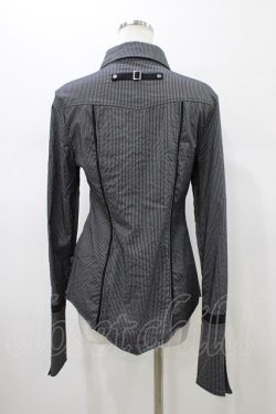 画像2: Ozz Croce / ストライプブラウス  グレー×ブラック H-26-01-13-1055-OO-BL-KB-ZH