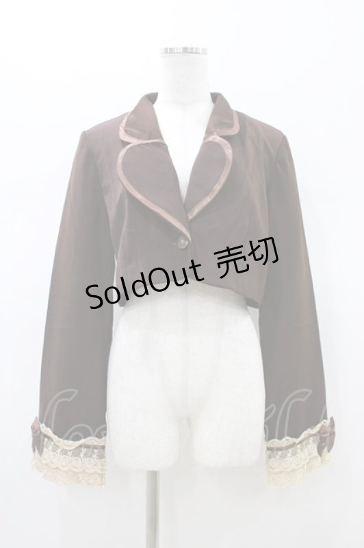 画像1: MARBLE / パイピング飾りエンブレムショートジャケット  ブラウン H-26-01-13-1056-GO-JA-KB-ZH (1)