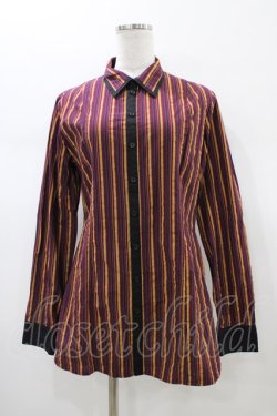 画像1: PUTUMAYO / 切替ロングブラウス  エンジ×紺ストライプ H-26-01-13-1058-PT-BL-KB-ZH