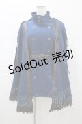 Ozz oneste / レイヤード風ケープコート  ブルー H-26-01-13-1015-OO-CO-KB-ZH