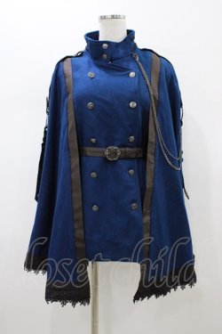 画像1: Ozz oneste / レイヤード風ケープコート  ブルー H-26-01-13-1015-OO-CO-KB-ZH