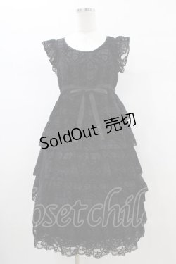 画像1: MIHO MATSUDA / ベルベットオパールティアードワンピース  ブラック H-26-01-13-1022-GO-OP-KB-ZH