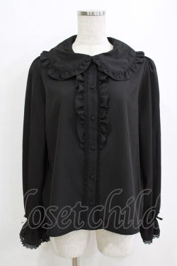 画像1: m petit by misako / AM マルエリフリルブラウス M ブラック H-26-01-13-049-LO-BL-NS-ZH