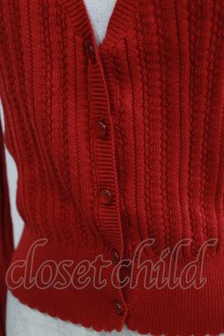 画像4: Ank Rouge / 透かし編みVネックカーディガン M レッド H-26-01-13-054-CA-TO-NS-ZH