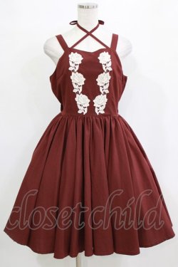 画像1: Innocent World / ツインローズジャンパースカート L ボルドー H-26-01-13-006-IW-OP-NS-ZH