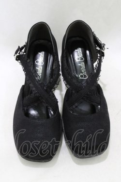 画像1: Cherirulu Chocola / 太ヒールパンプス M ブラック H-26-01-13-075-GO-SH-NS-ZH