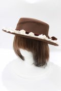axes femme / カメオリボン付きカンカン帽  ブラウン H-26-01-13-083-AX-AC-NS-ZH