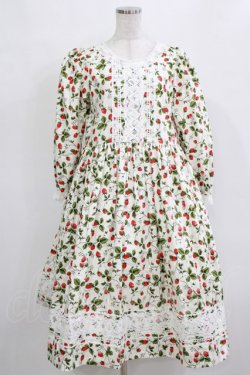 画像1: marcHenTica / ストロベリー・ミルフィーユワンピース Free オフ H-26-01-13-007-LO-OP-NS-ZH
